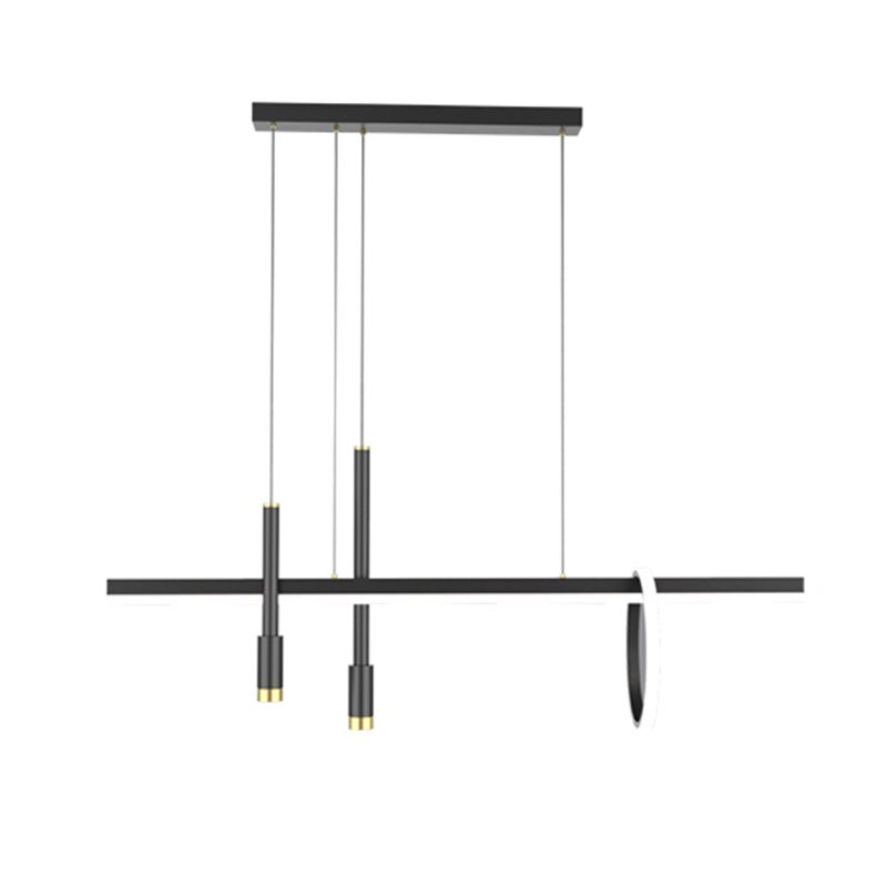 Luce a ciondolo a LED LED LINEAR BLACE Light a soffitto in ferro battuto in stile moderno con tonalità in alluminio