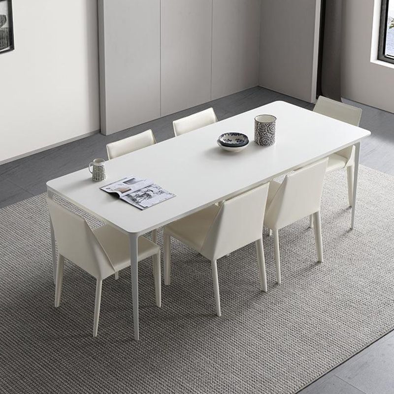 Contemporary 1/4/5/6/7 Pieces Dining Chairs Set Rectangle Stone Furniture in White