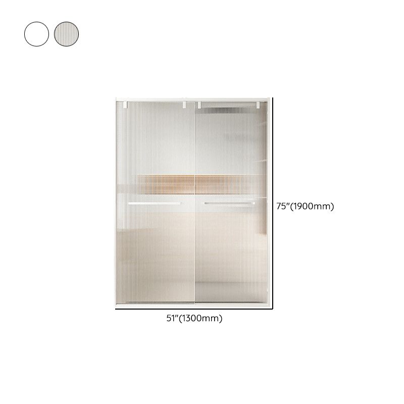 Transparent Double Shower Bath Door Metal White Framed Shower Door