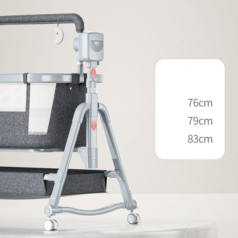 Rocking Crib Cradle Square Metal Cradle with Storage Shelf for Newborn