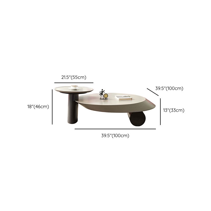 Modern 2-Piece Wood Coffee Table Round Nesting Coffee Table Set
