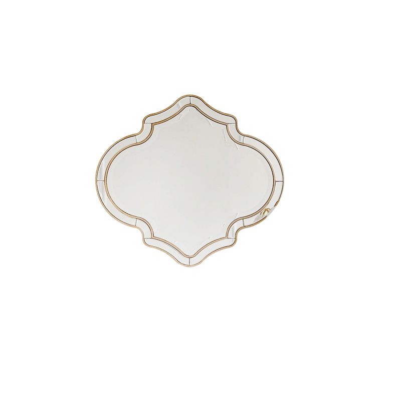 Sliver Makeup Counter 16.53" Wide Mirrored Vanity Tables with Solid Wood Leg
