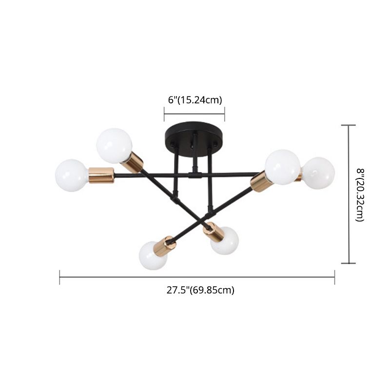 Sputnik Semi Flush Light Fixture Minimalist Style Metal Semi Flush Mount Ceiling Fixture