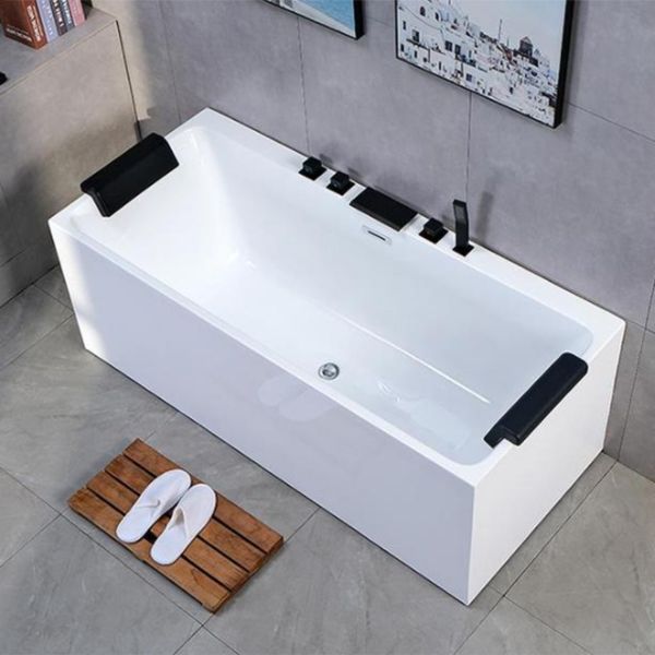 Back to Wall Soaking Bathtub Antique Finish Rectangular Modern Bath Tub