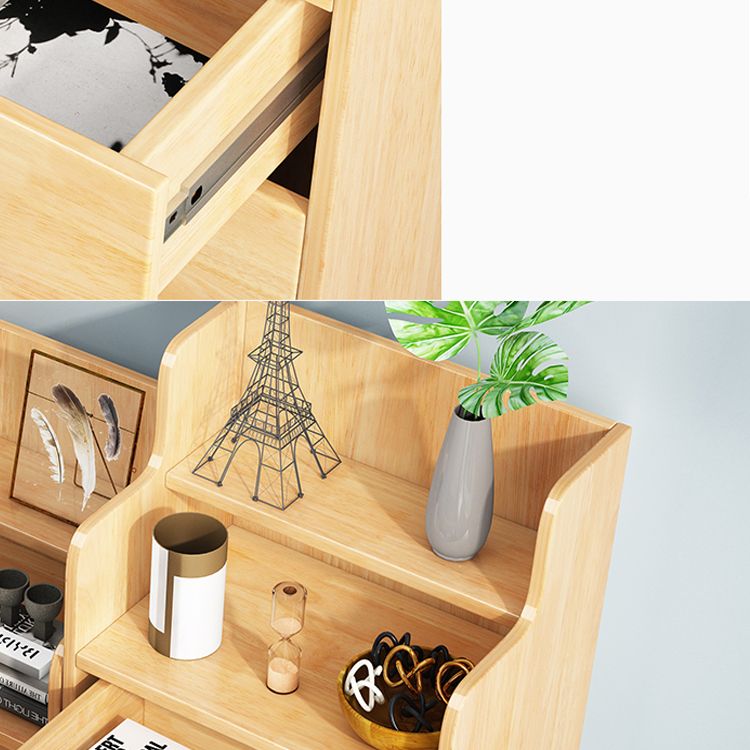 22-In Wide Solid Wood Accent Chest Mid Century 1 - Shelf Cabinet with Drawers