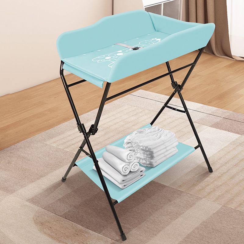 Portable Baby Changing Table Flat Top Metal Frame with Storage Shelf