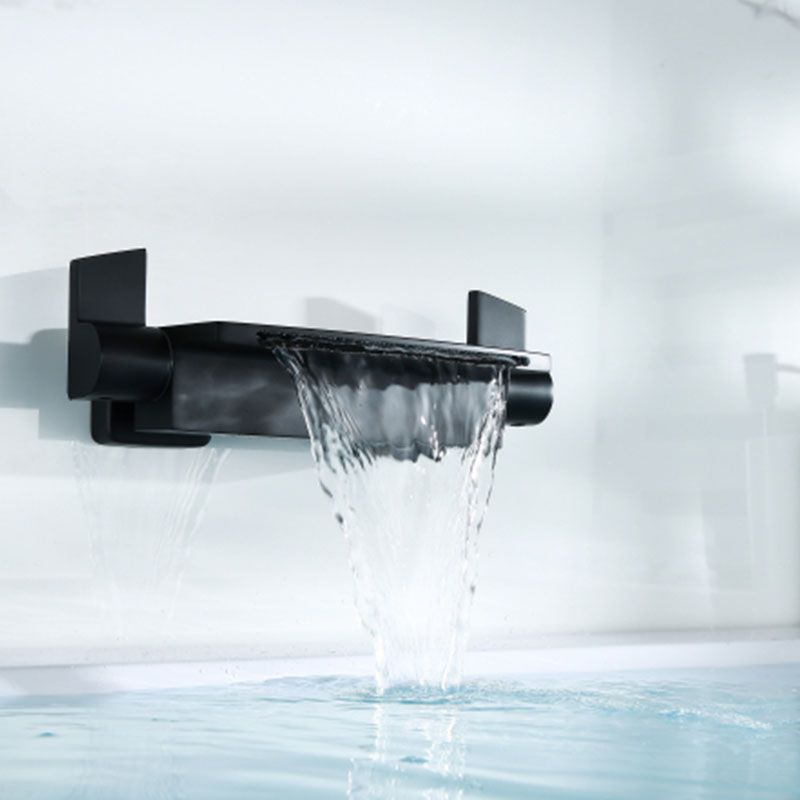 Wall Mounted Metal Tub Filler Double Handles Waterfall Faucet