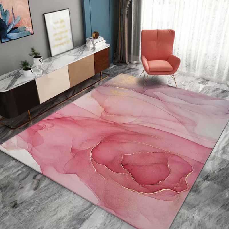 Modern Ink Painting Rug Polyester Area Carpet Stain Resistant Indoor Rug for Living Room