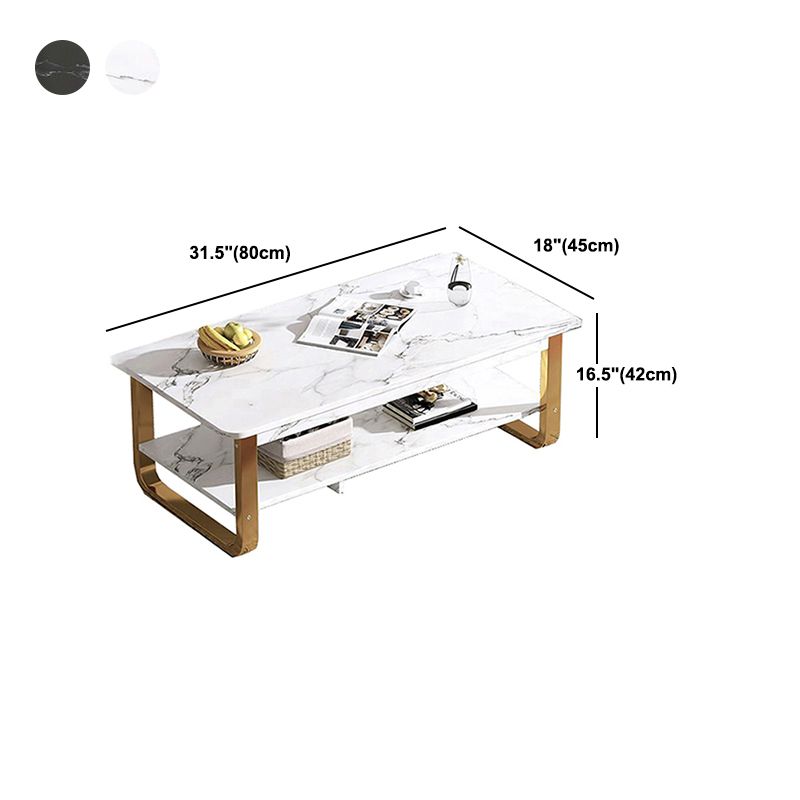 Modern Style Wooden Table with Rectangular Storage Rack Coffee Table
