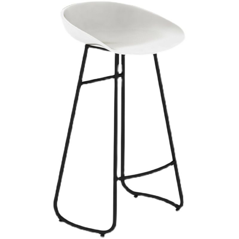 Contemporary Metal Stool Plastic Low Back Counter Stool with 4 Legs