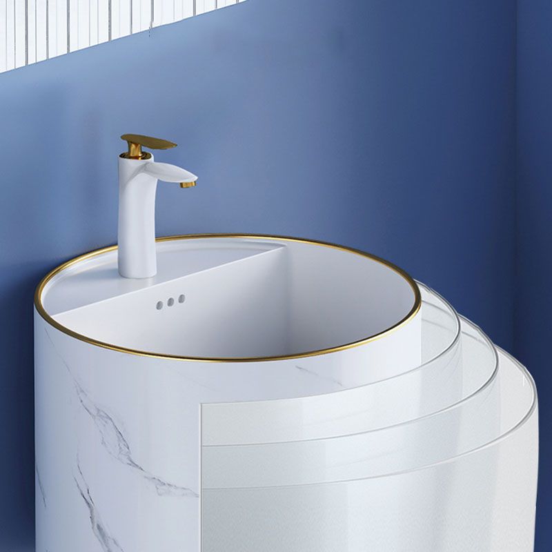 Modern Wall Mount Bathroom Sink Square Porcelain with Faucet Vessel Sink