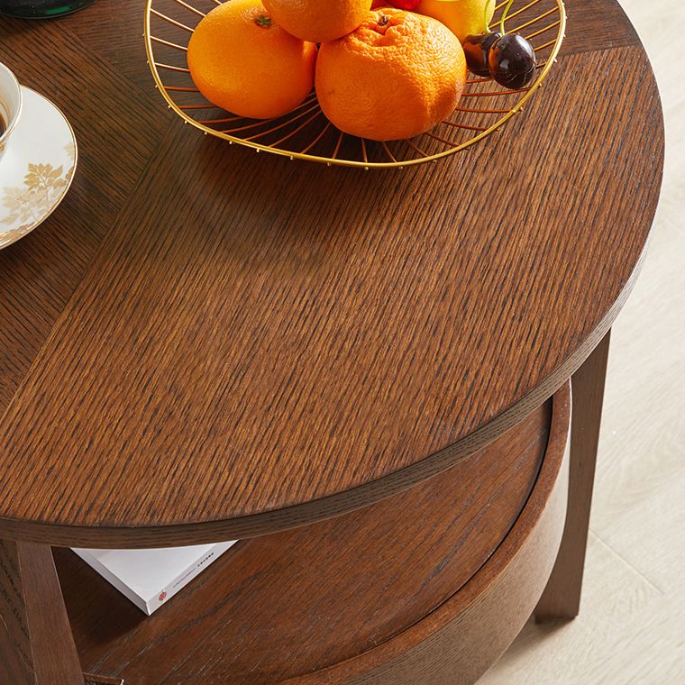 Solid Wood Side Table Modern Style Round Storage Patio Table