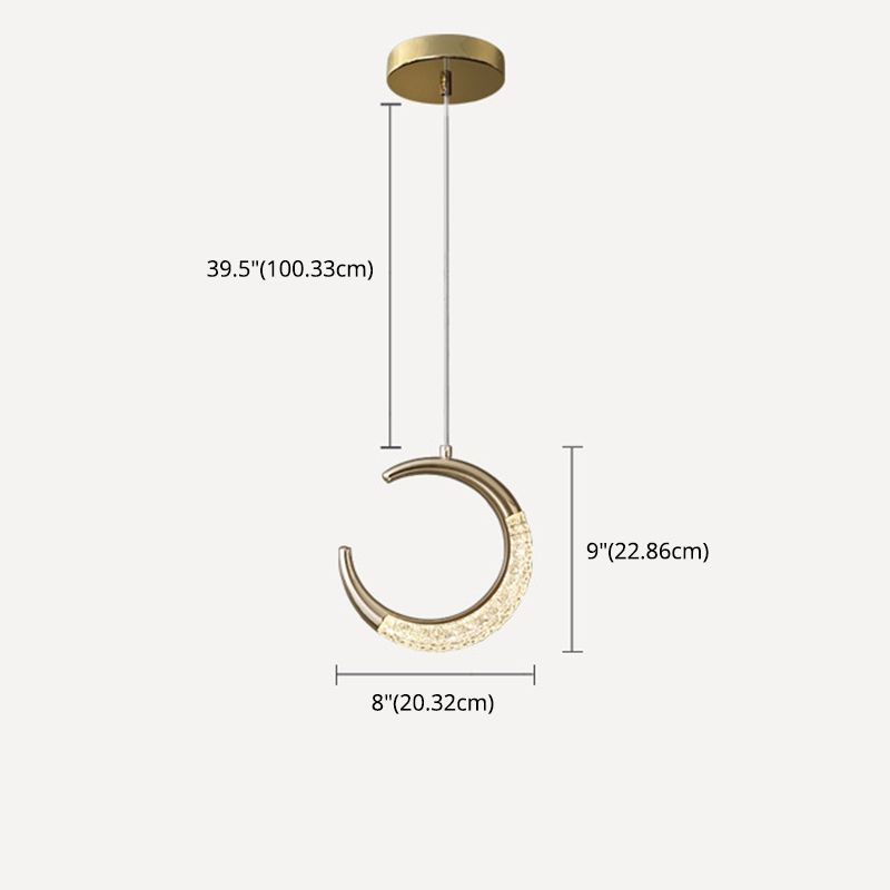 Oro 1 luce mezzaluna leggera lampada a sospensione moderna acrilica chiara piccola lampada sospesa per soggiorno