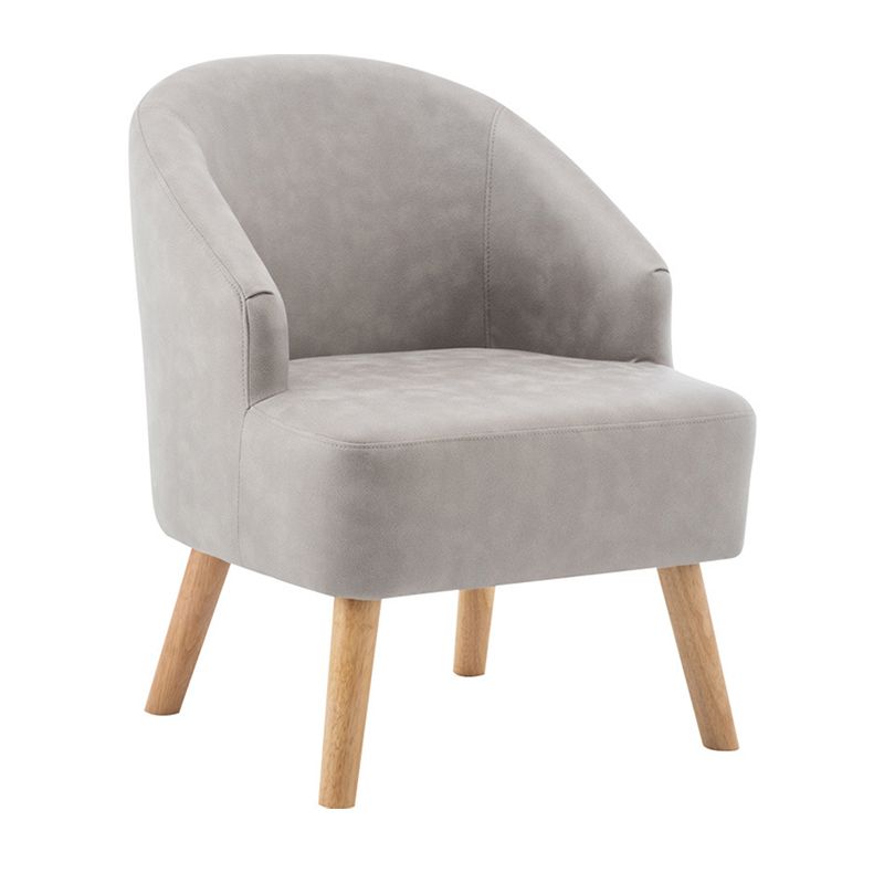 Faux Leather Chair Barrel Chair Solid Wood Frame Chair for Living Room