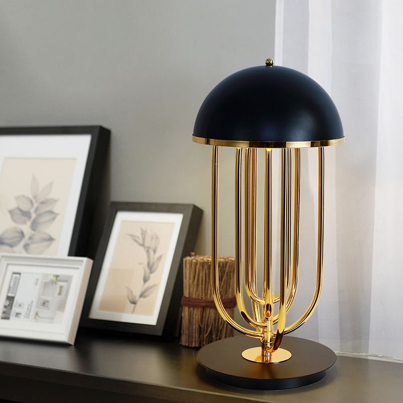 1 Kopf Wohnzimmer Task beleuchtet moderne Schwarz/Weiß -Nachttischlampe mit Kuppelmetallschatten
