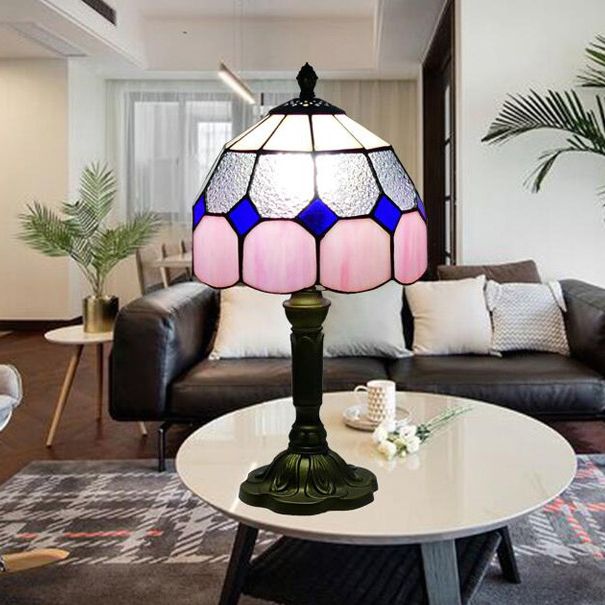 Tiffany Style Table Lamp 1-Light Desk Light with Glass Shade for Living Room