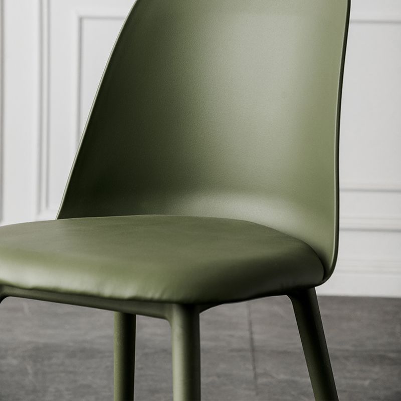 Modern Upholstered Armless Chair Plastic Dining Chair with Metal Base