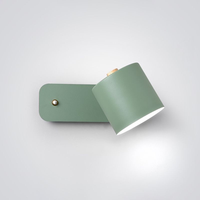 Bedroom Wall Mounted Light Fixture Nordic Style Wall Sconce Lighting with Cylinder Metal Shade