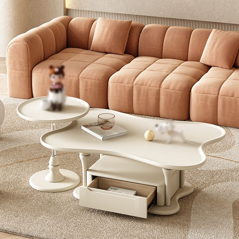 Modern Wood Coffee Table No Distressing Bunching Tables with Storage Drawers