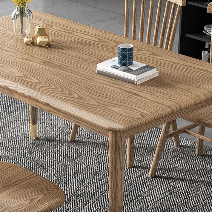 Ash Wood Dining Table Luxury Style 4 Legs Base Solid Wood Table for Dining Room