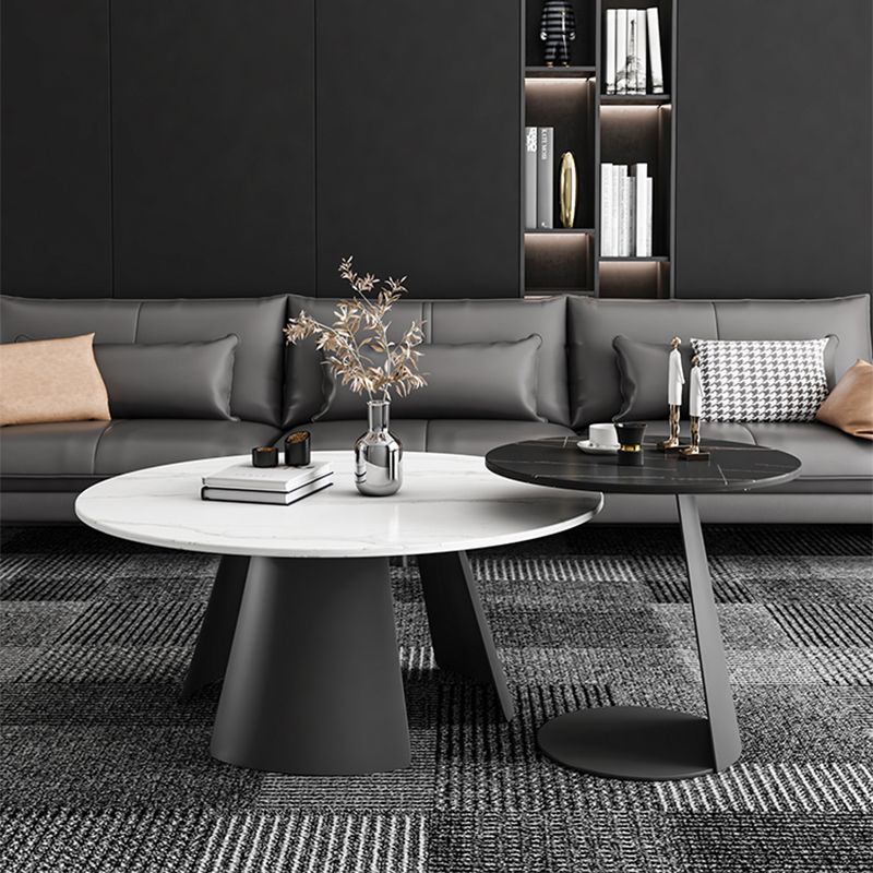 Modern Fixed Top Coffee Table Round Steel Abstract Cocktail Table