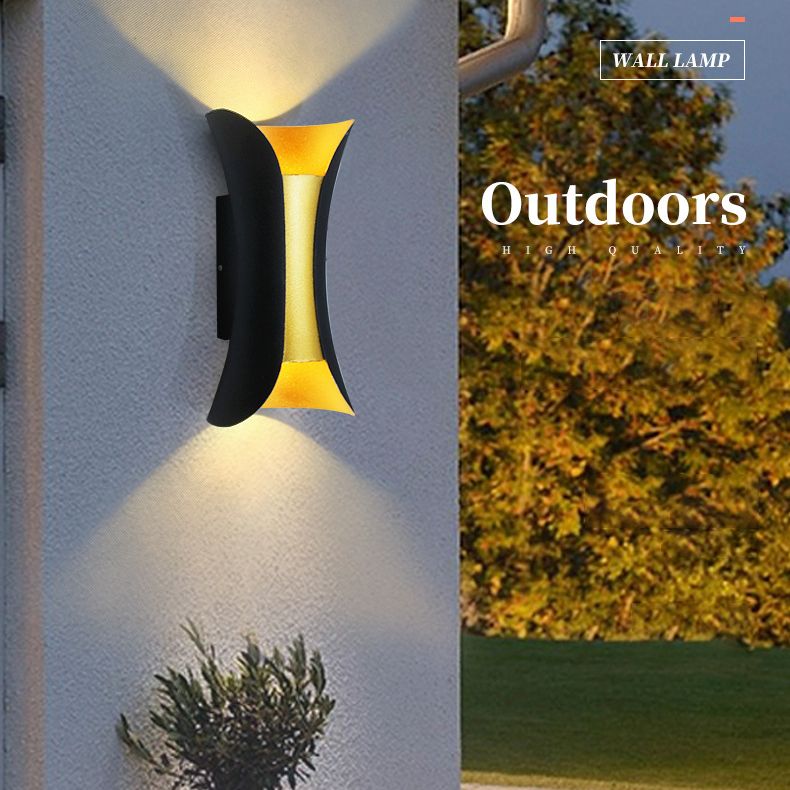 Curved Wall Light Lamp Sconce Modern Style Aluminum 2-Lights Black and Gold Wall Sconces