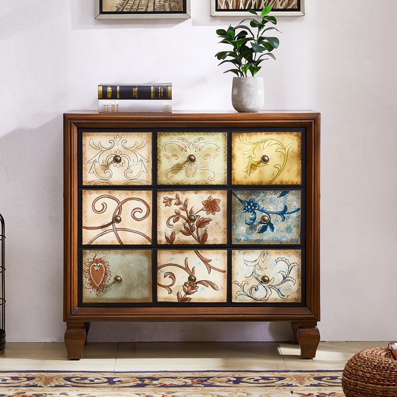 American Traditional Wooden Chest Home Storage Chest with Drawers