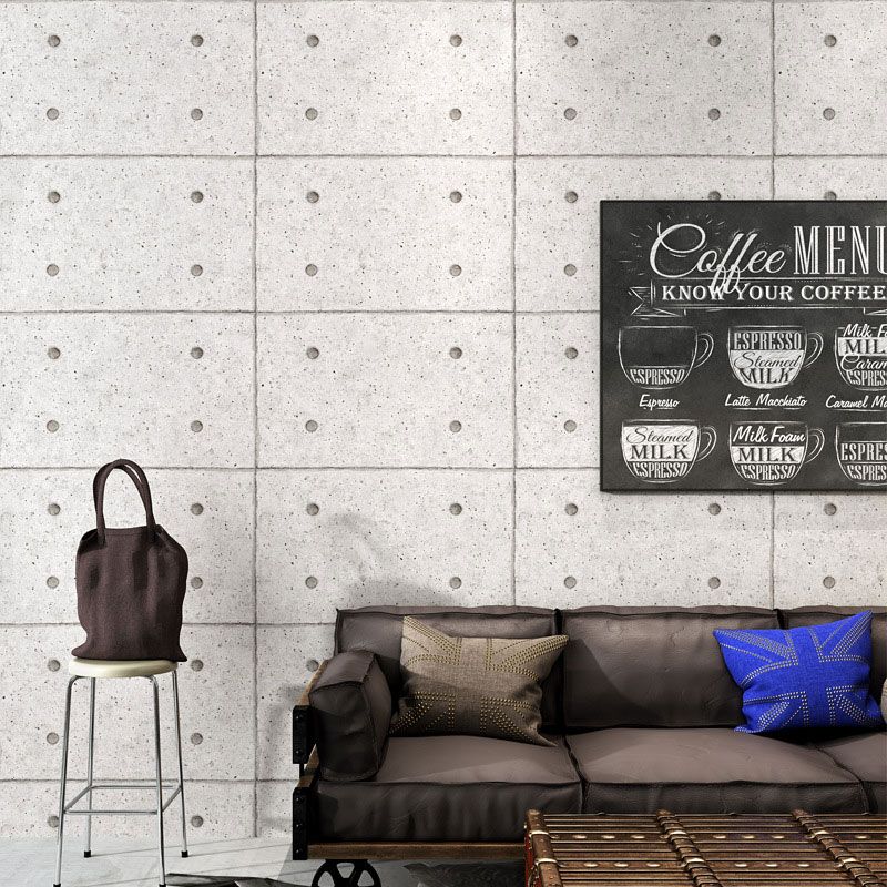 Restaurant Wallpaper with Industrial Grey 3D Stone and Dots, 31'L x 20.5"W, Non-Pasted