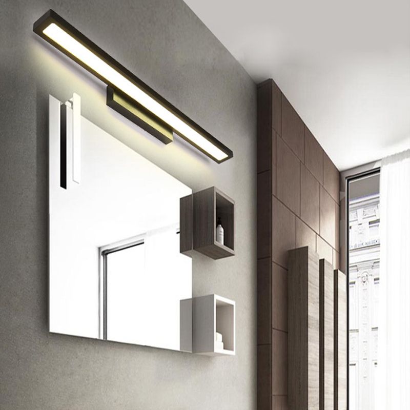 Rectangular Vanity Wall Light Fixtures Modern Minimalist Style Aluminum Single Vanity Light