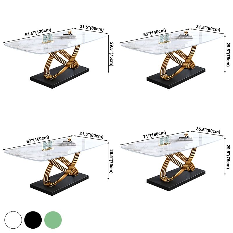 Rectangle Pedestal Luxury Dining Table Three-Color Fixed Table of Sintered Stone