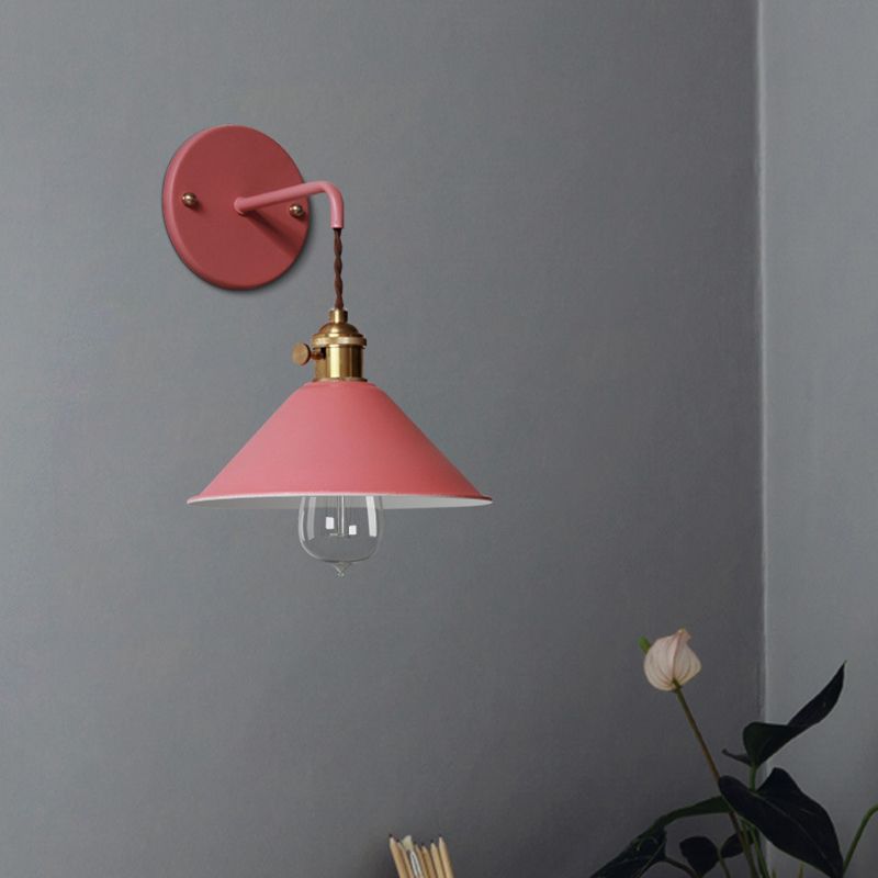 Illuminazione a parete cono cono in stile muro di metallo a montaggio per la camera da letto per camera da letto