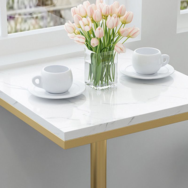 Glam Pub Table Pedestal Faux Marble Bar Table for Indoor and Breakroom