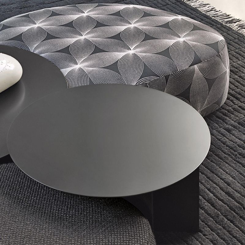 Mid-Century Modern Iron Coffee Table Black Round Cocktail Table