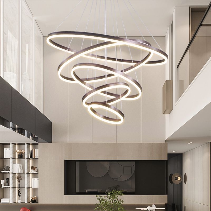 Multi-Rings Multi-Layer Modern Simple Style Metal Hanging Chandelier Lighting Fixtures