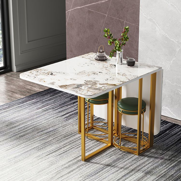 59'' Foldable Sintered Stone Top Kitchen Table Modern Rectangle Table with Trestle Base