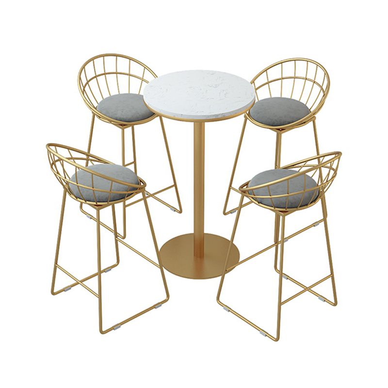 Modern Round Counter Set 1/2/5 Pieces Stone Indoor Bar Stool and Table Set