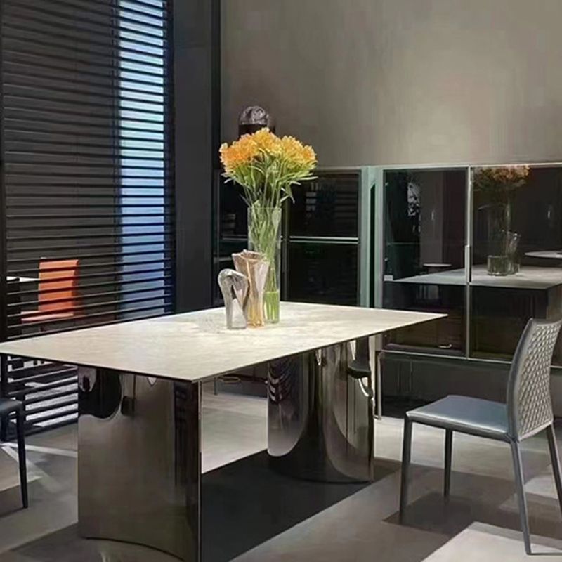 Simple Style Dinette Table Rectangle Stone Dinner Table for Kitchen