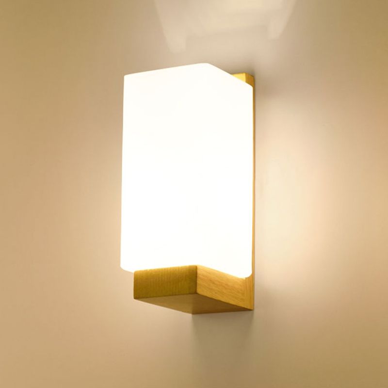 Rectangular Wall Sconce Lighting Modern Style Wood 1 Light Wall Mounted Light