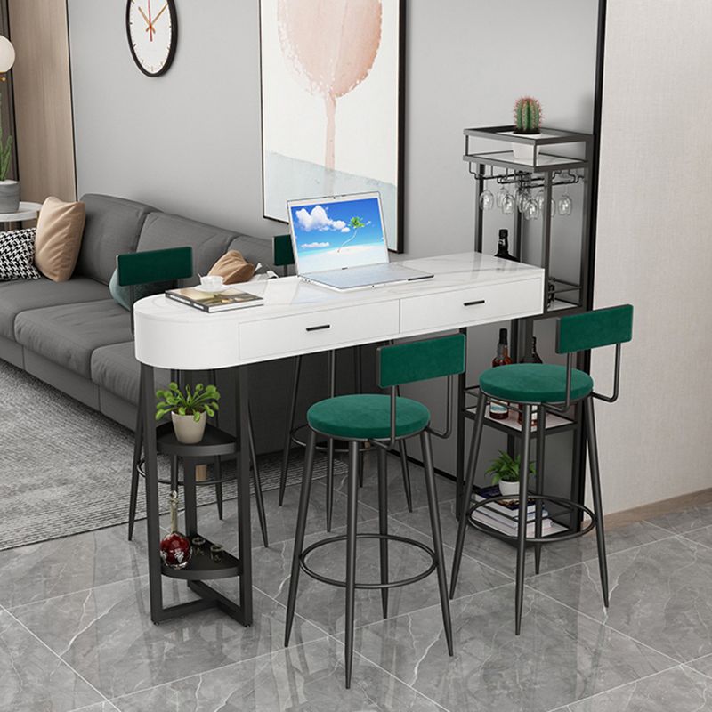 Contemporary Indoor Marble Cocktail Bar Table Storage Sled Bistro Bar Table