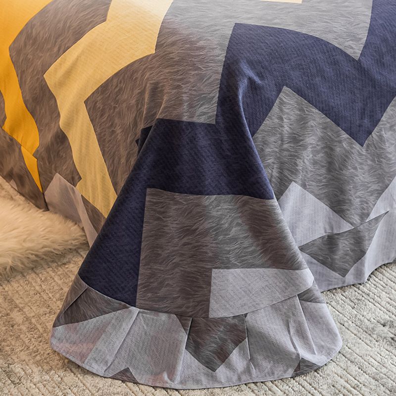Chic Bed Sheet Stripe Printed Ruffle Detail Fade Resistant Bed Sheet