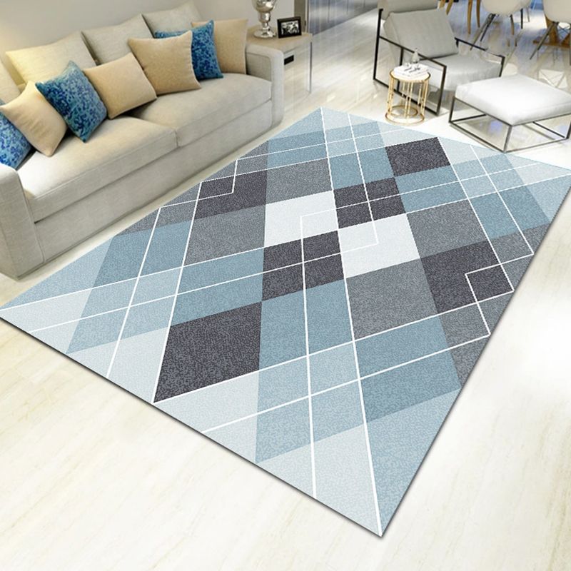 Contemporary Living Room Rug Multi-Colored Geo Patterned Carpet Synthetics Pet Friendly Machine Washable Rug