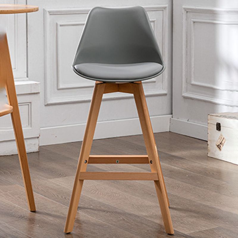 Contemporary Backrest Bar Stool Leather Wood 4 Legs Bar Stool , 1 Piece