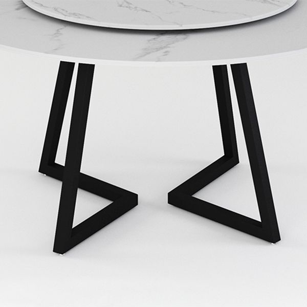 Mesa de comedor de piedra sinterizada Mesa de comedor moderna redonda con marco negro