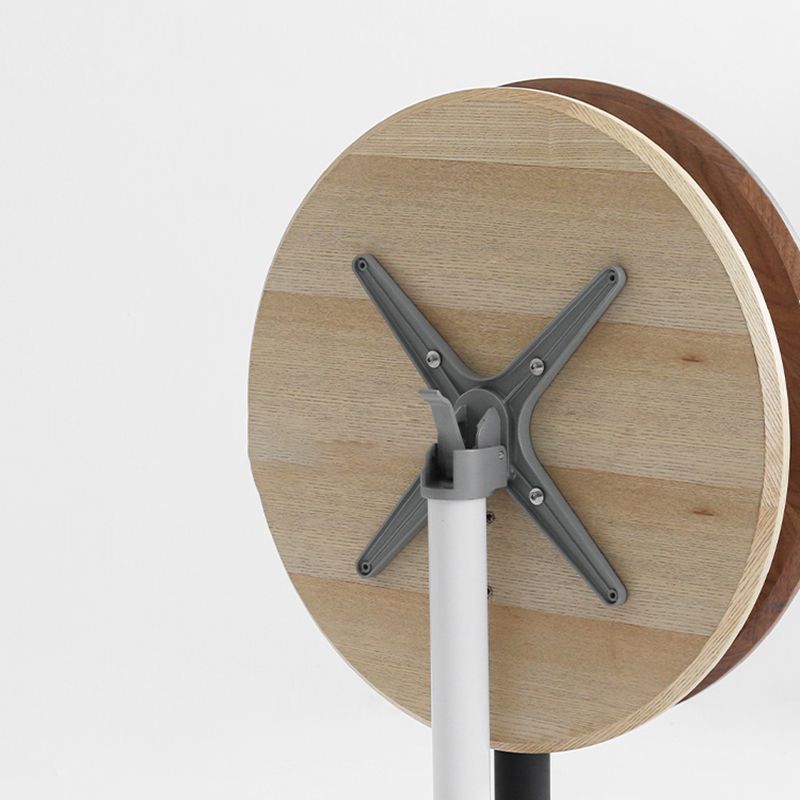 Modern Pedestal Wooden Coffee Table Round Top Shape Folding Cocktail Table