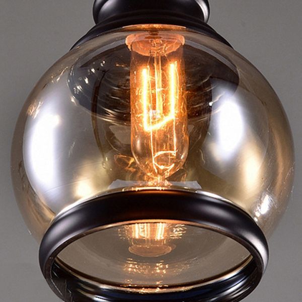 Lampada sospesa geometrica vintage industriale Lampade a sospensione con tonalità in vetro ambra