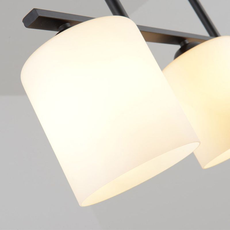 Modern Style Cylinder Chandelier Light Glass 3 Lights Hanging Ceiling Light