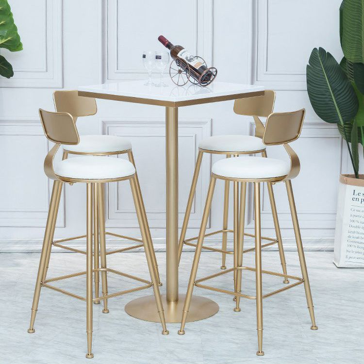 Glam Armless Backrest Counter Stool Iron Cafe Bar Stool with  Leather Cushion and Pedal