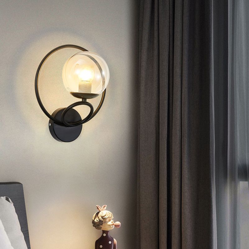Modernism Wall Sconce Spherical Glass Wall Light Fixture for Bedroom