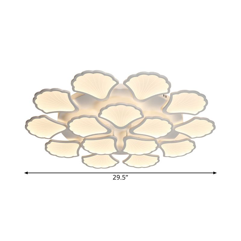 3/5/9 Lichter Wohnzimmer-LED-Deckenleuchte mit Ginkgoblatt-Acrylschirm, weiße Beleuchtungskörper in warmem/weißem/natürlichem Licht