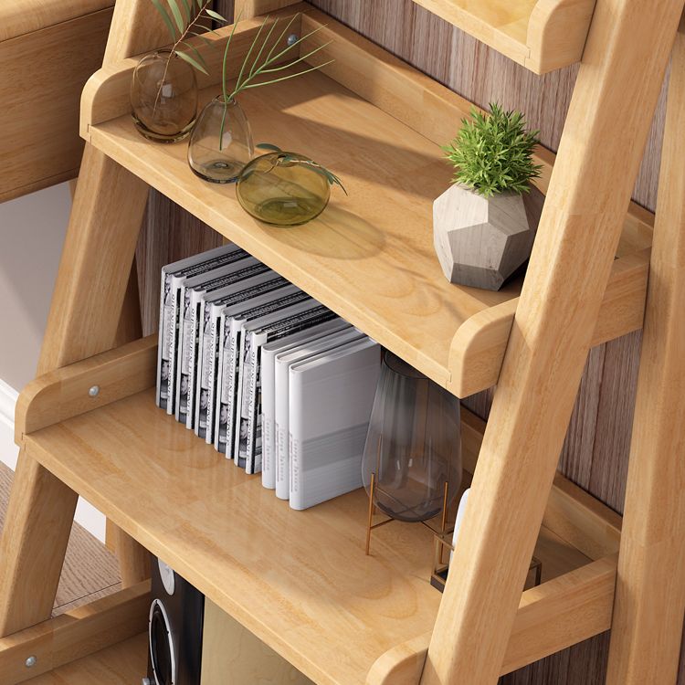 Contemporary Style Ladder Bookcase Wooden Vertical Book Shelf